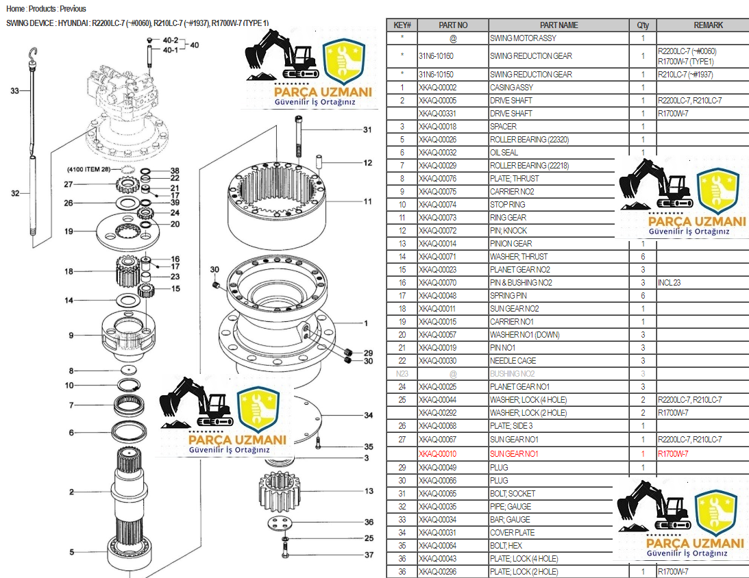 31N6-10150 R210LC-7 ŞANZUMAN